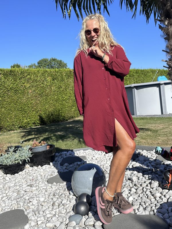 Tunique robe Kayla bordeaux – Image 3