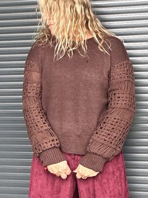 Pull Flavie choco manche brodée