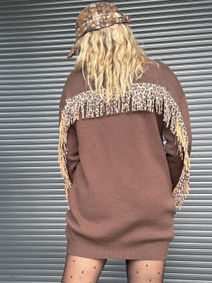 Pull Fiona franges léopard