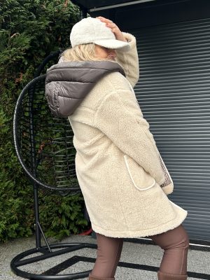Manteau Lou Écru capuche