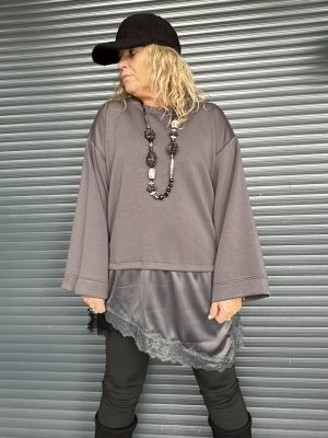 Pull Ruby gris bas satin