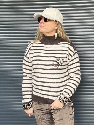 Pull adrianna rayures avec cœur