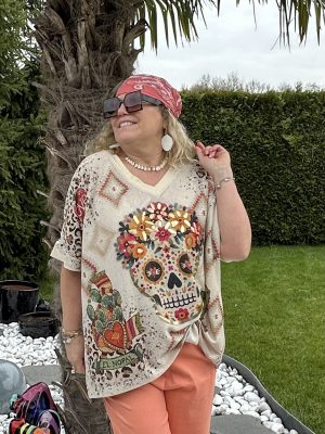 T-shirt Albi crâne fleuri