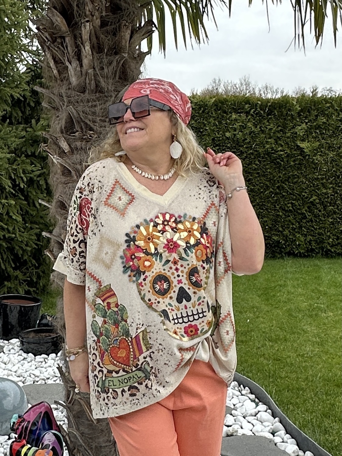 T-shirt Albi crâne fleuri