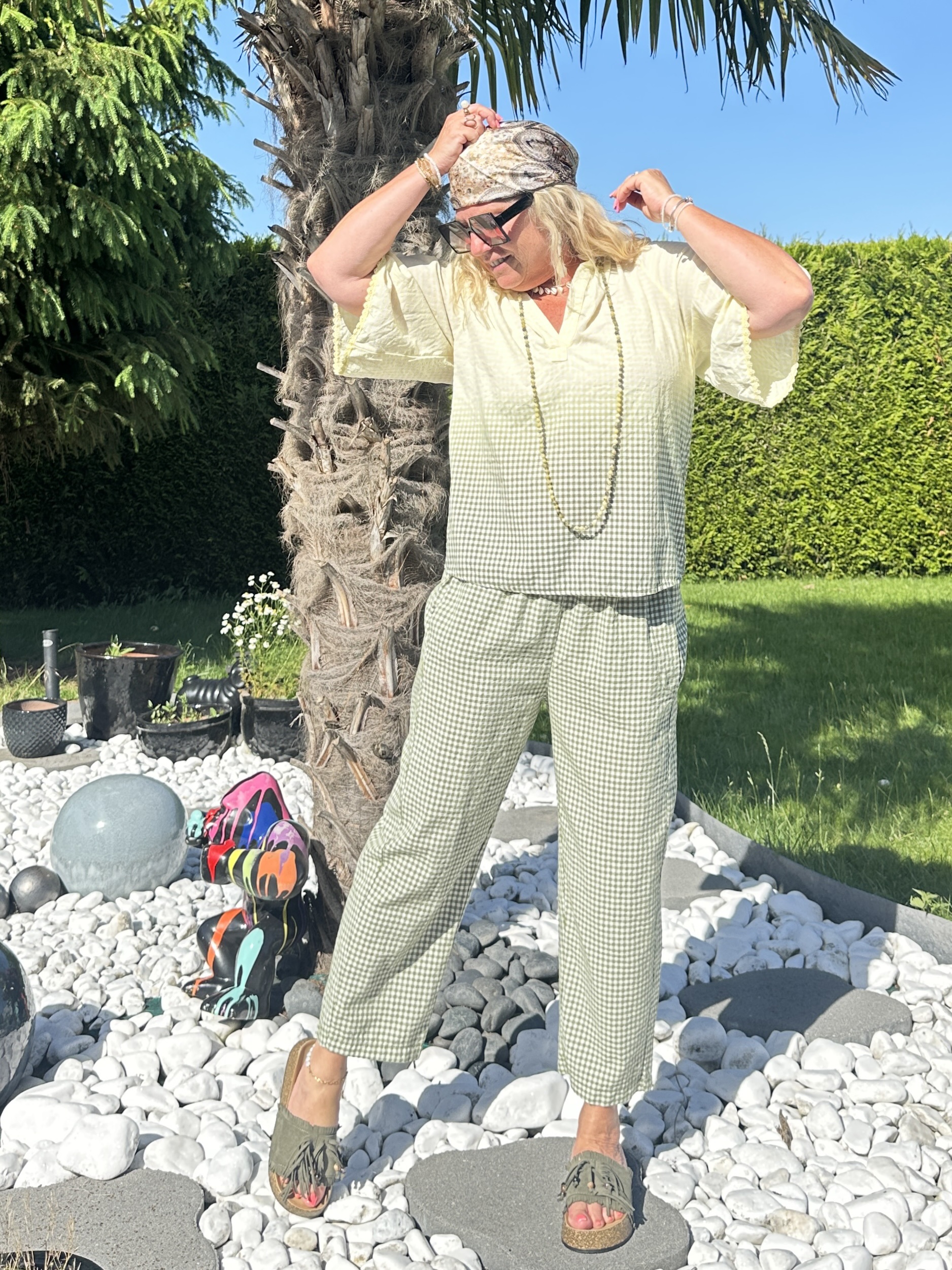Pantalon Dakota vichy kaki